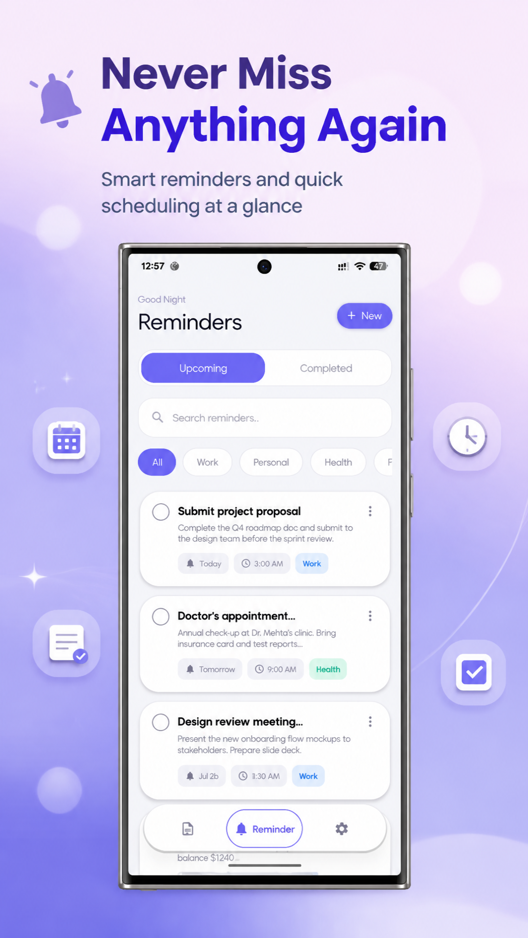 NoteMate Tag Categories Screen
