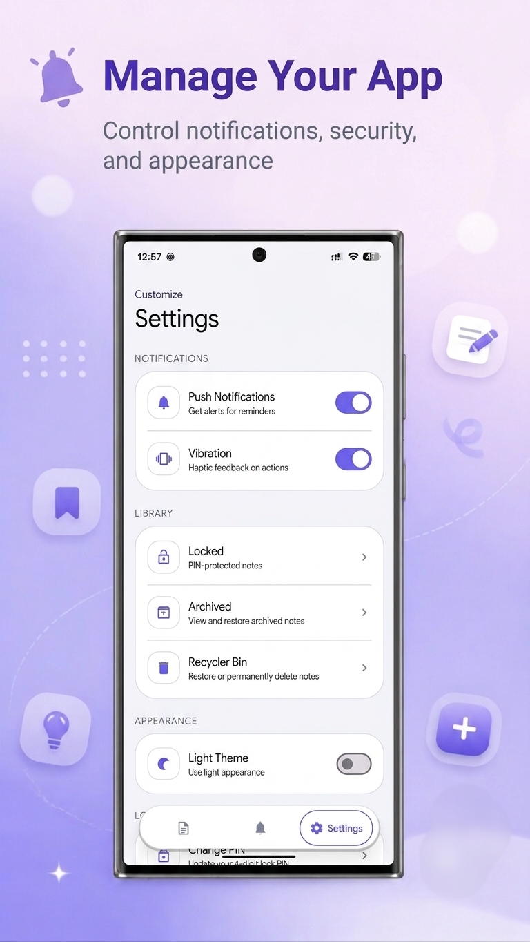 NoteMate Cloud Sync & Themes Screen